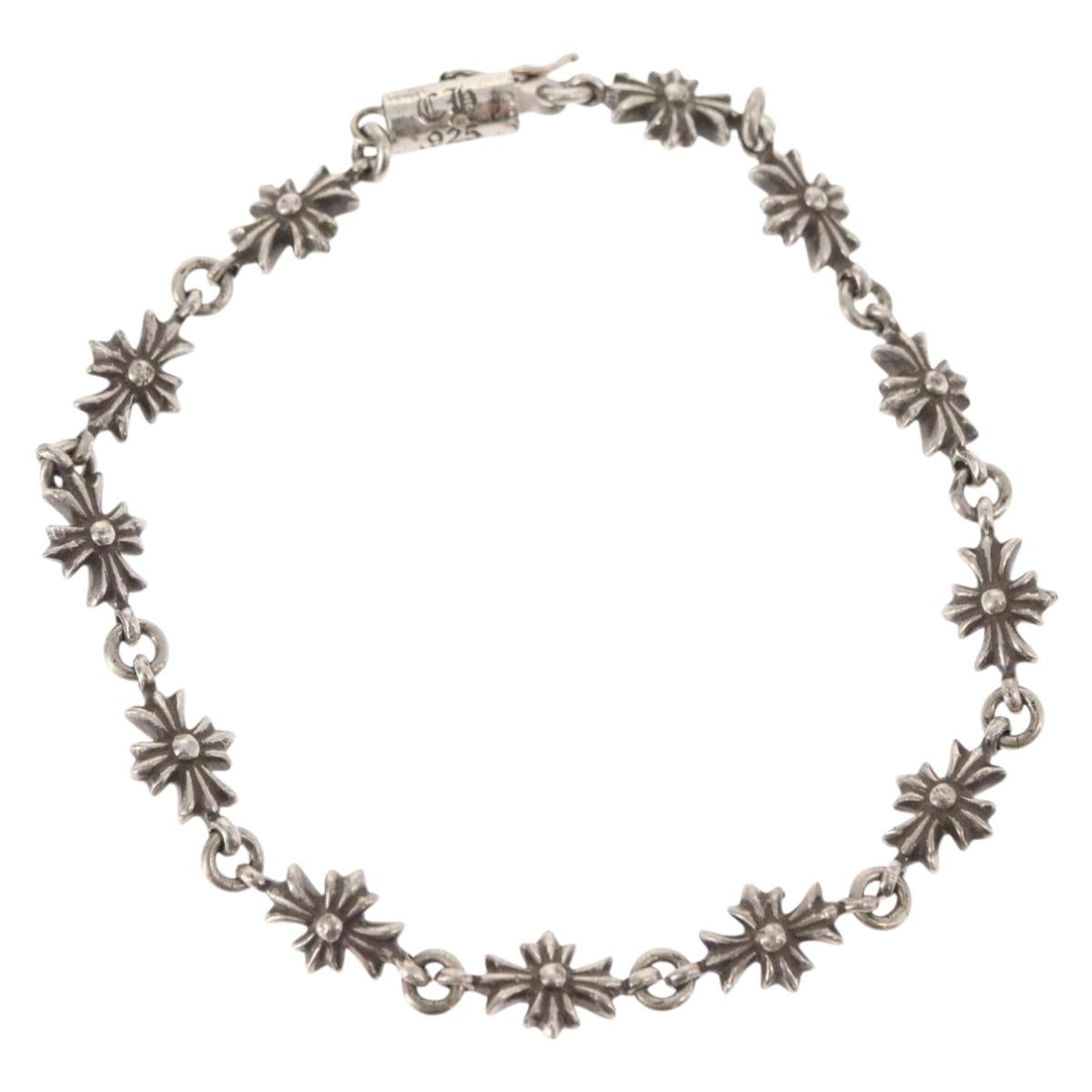 Chrome Hearts Tiny E CH Plus Bracelet Ag925 12 LINK Silver Auth 143050M
