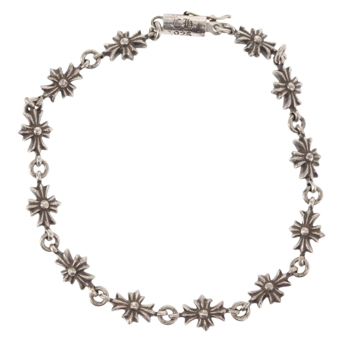 Chrome Hearts Tiny E CH Plus Bracelet Ag925 12 LINK Silver Auth 143050M