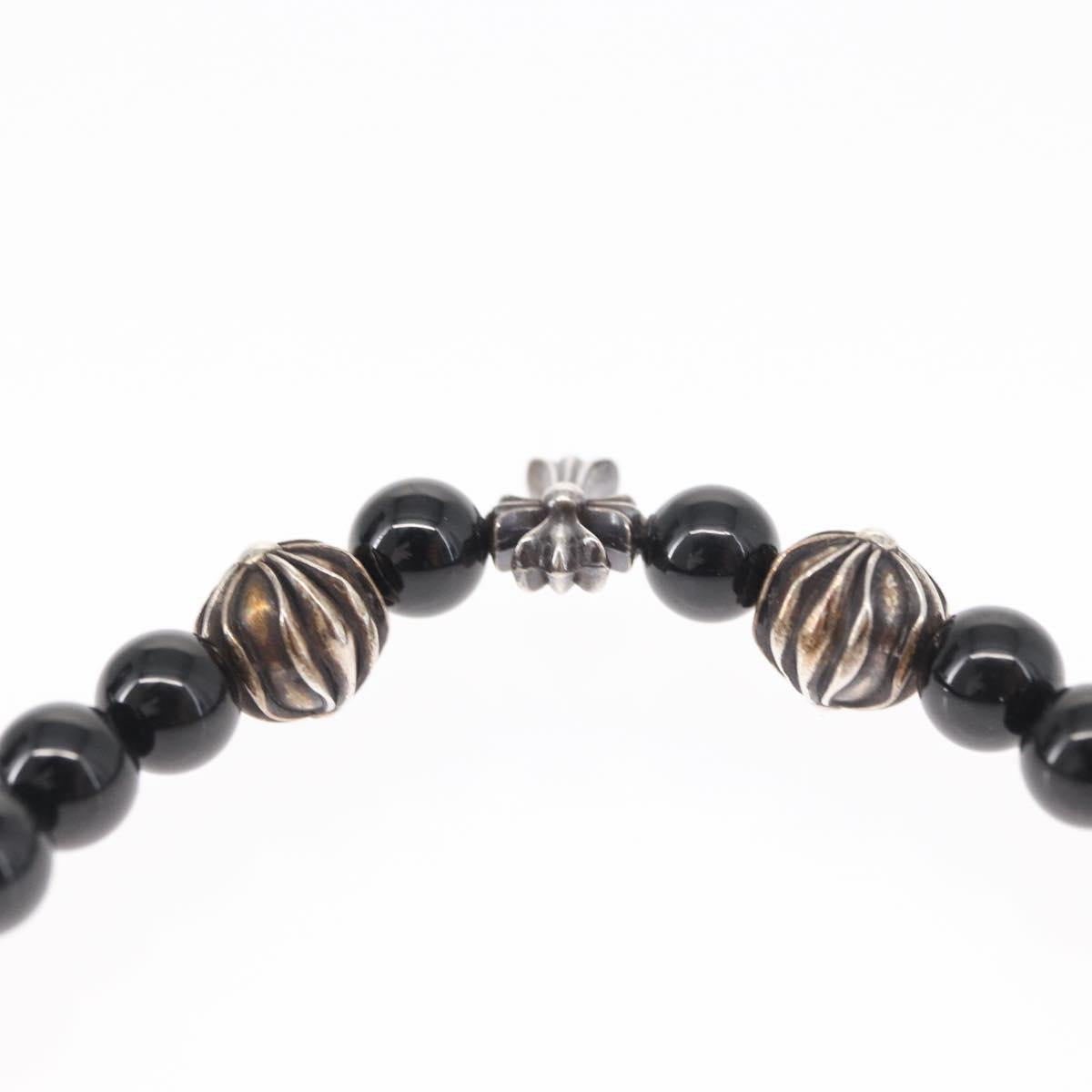 Chrome Hearts CH Cross Onyx 0.2"" Bead Bracelet Bracelet Ag925 Auth 143051M