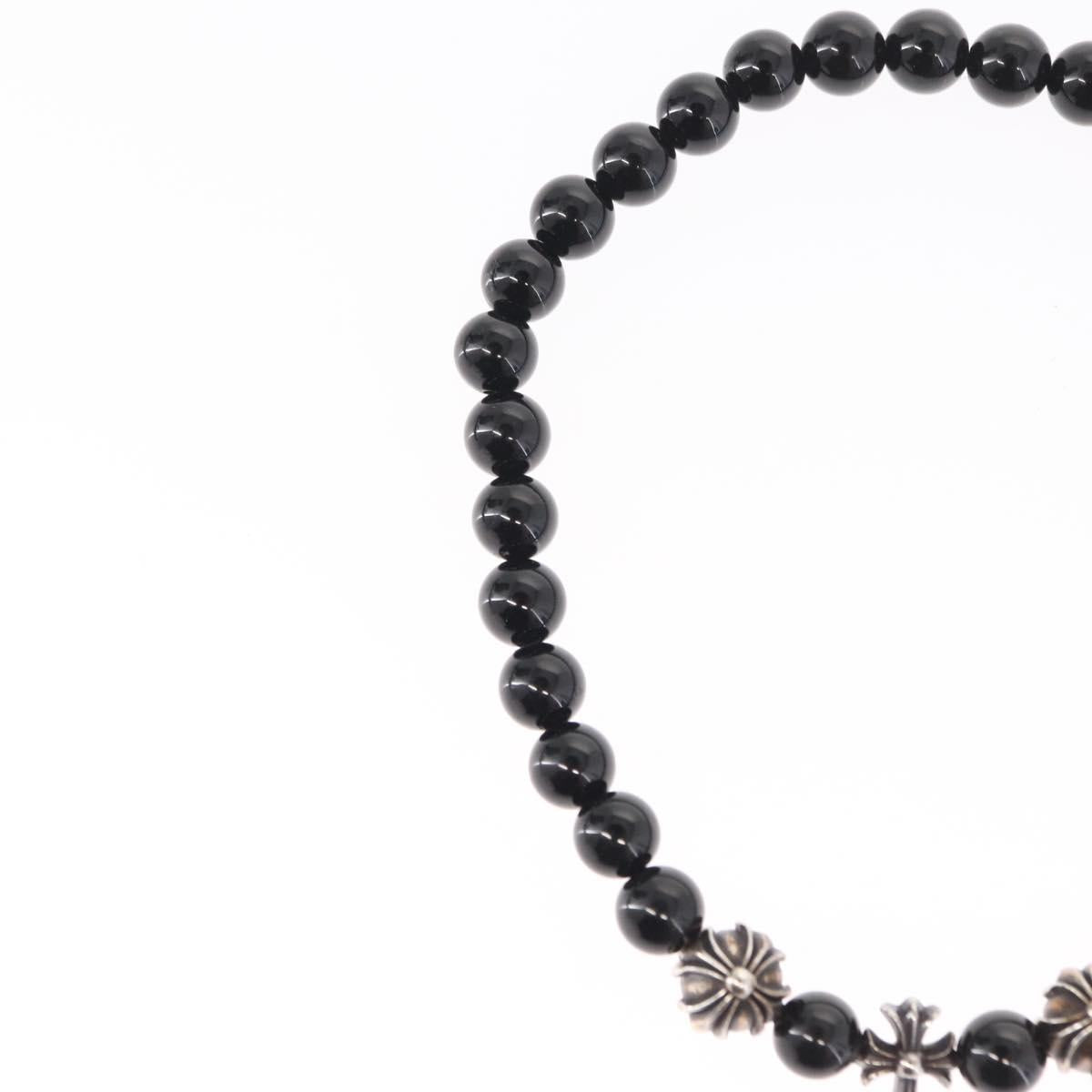 Chrome Hearts CH Cross Onyx 0.2"" Bead Bracelet Bracelet Ag925 Auth 143051M