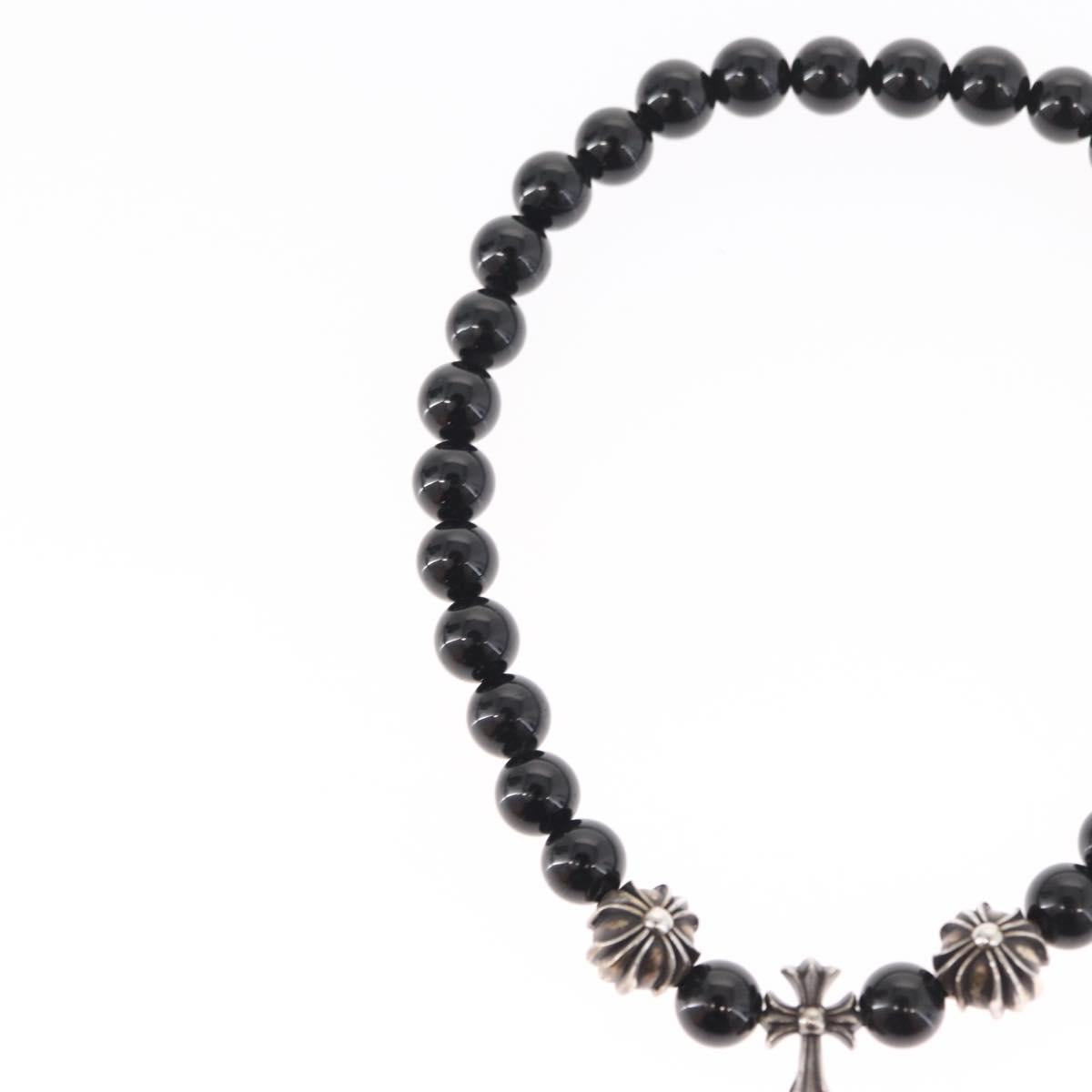 Chrome Hearts CH Cross Onyx 0.2"" Bead Bracelet Bracelet Ag925 Auth 143051M