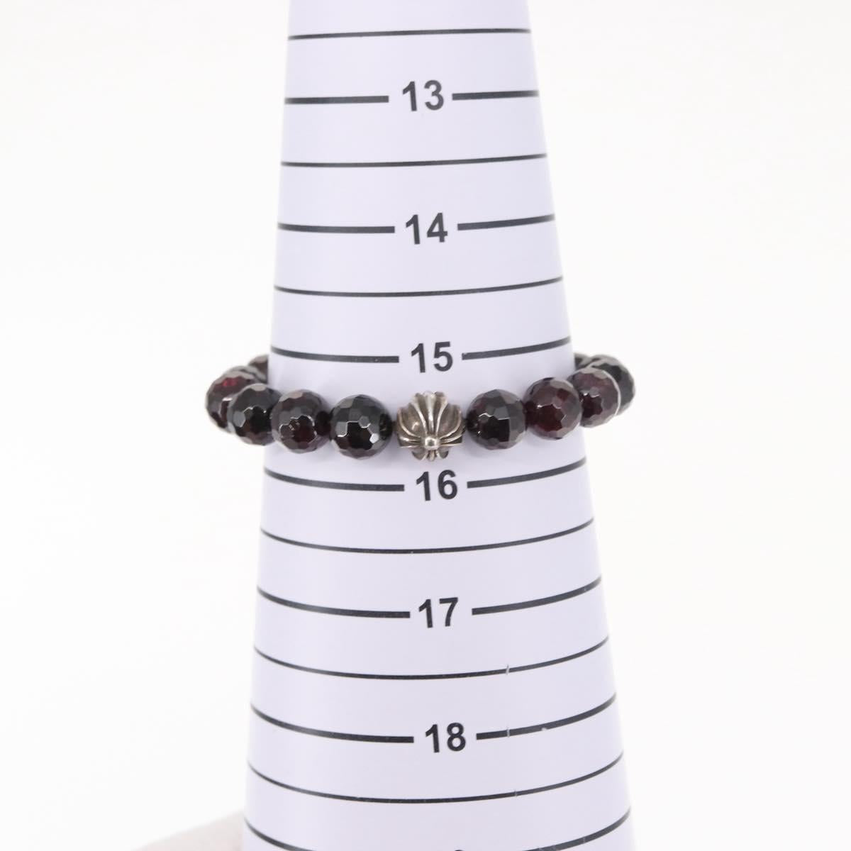 Chrome Hearts CH Plus Cross Ball Garnet 0.4"" Bead Bracelet Ag925 Auth 143052M