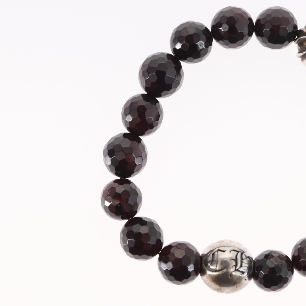 Chrome Hearts CH Plus Cross Ball Garnet 0.4"" Bead Bracelet Ag925 Auth 143052M
