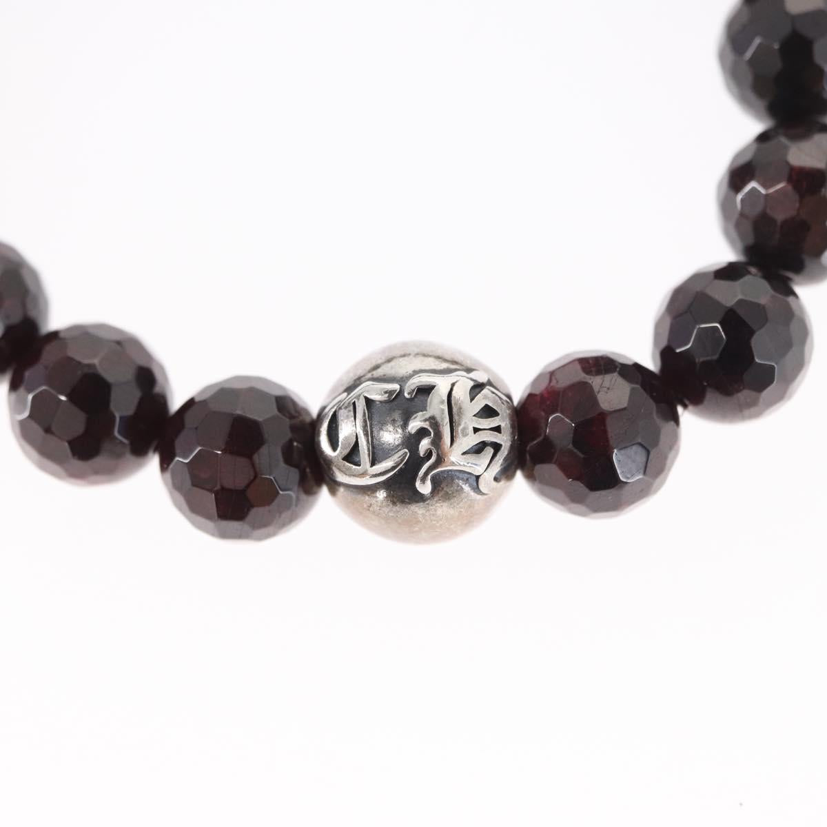 Chrome Hearts CH Plus Cross Ball Garnet 0.4"" Bead Bracelet Ag925 Auth 143053M