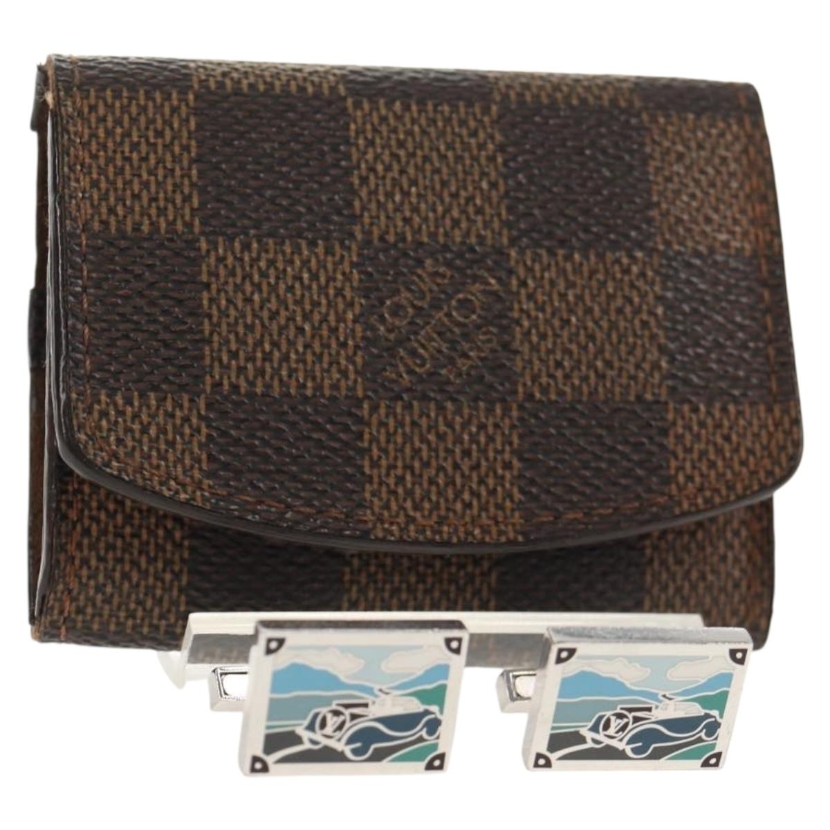 LOUIS VUITTON Damier Classic Car Bouton de Manchette Cuffs Ag925 LV Auth 143055M
