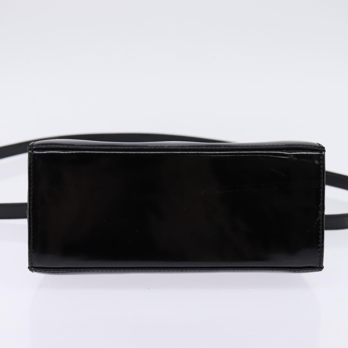 Salvatore Ferragamo Gancini Hand Bag Patent leather 2way Black Gold Auth 143083