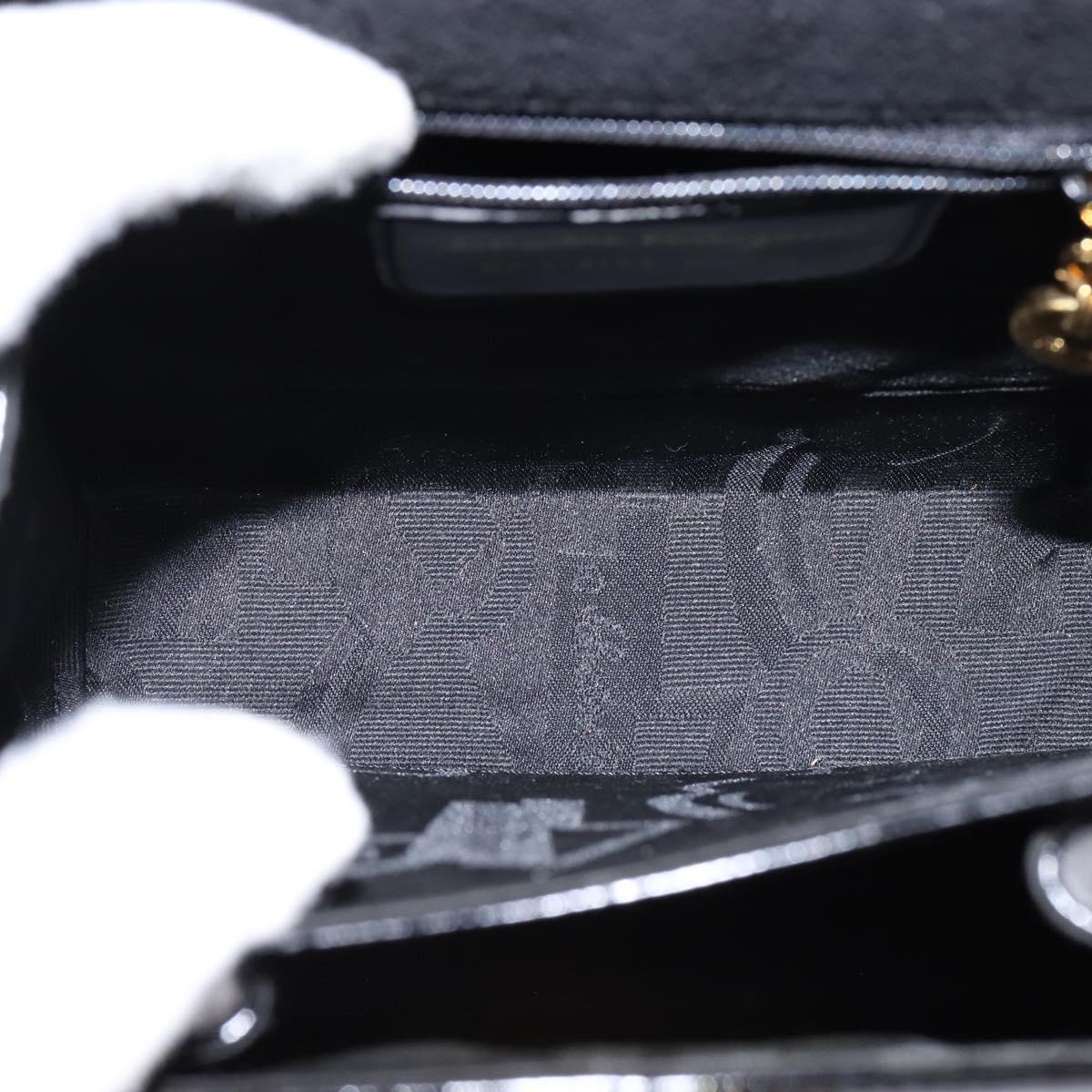 Salvatore Ferragamo Gancini Hand Bag Patent leather 2way Black Gold Auth 143083