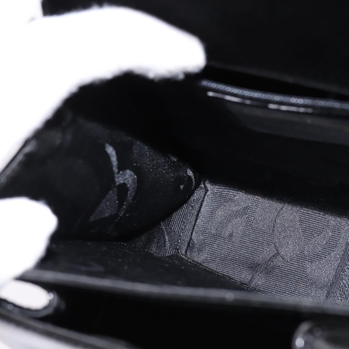 Salvatore Ferragamo Gancini Hand Bag Patent leather 2way Black Gold Auth 143083