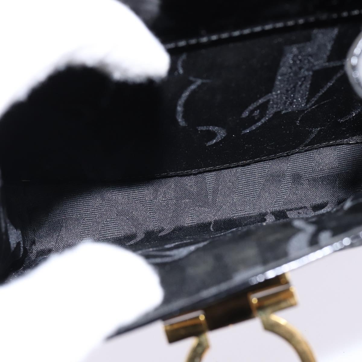 Salvatore Ferragamo Gancini Hand Bag Patent leather 2way Black Gold Auth 143083