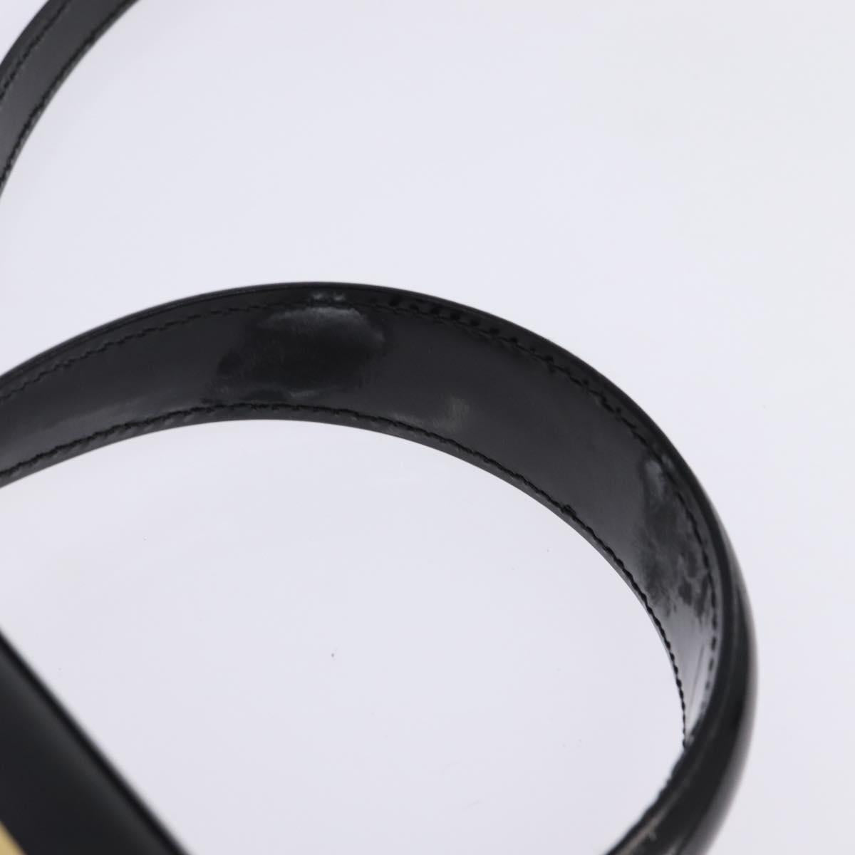 Salvatore Ferragamo Gancini Hand Bag Patent leather 2way Black Gold Auth 143083