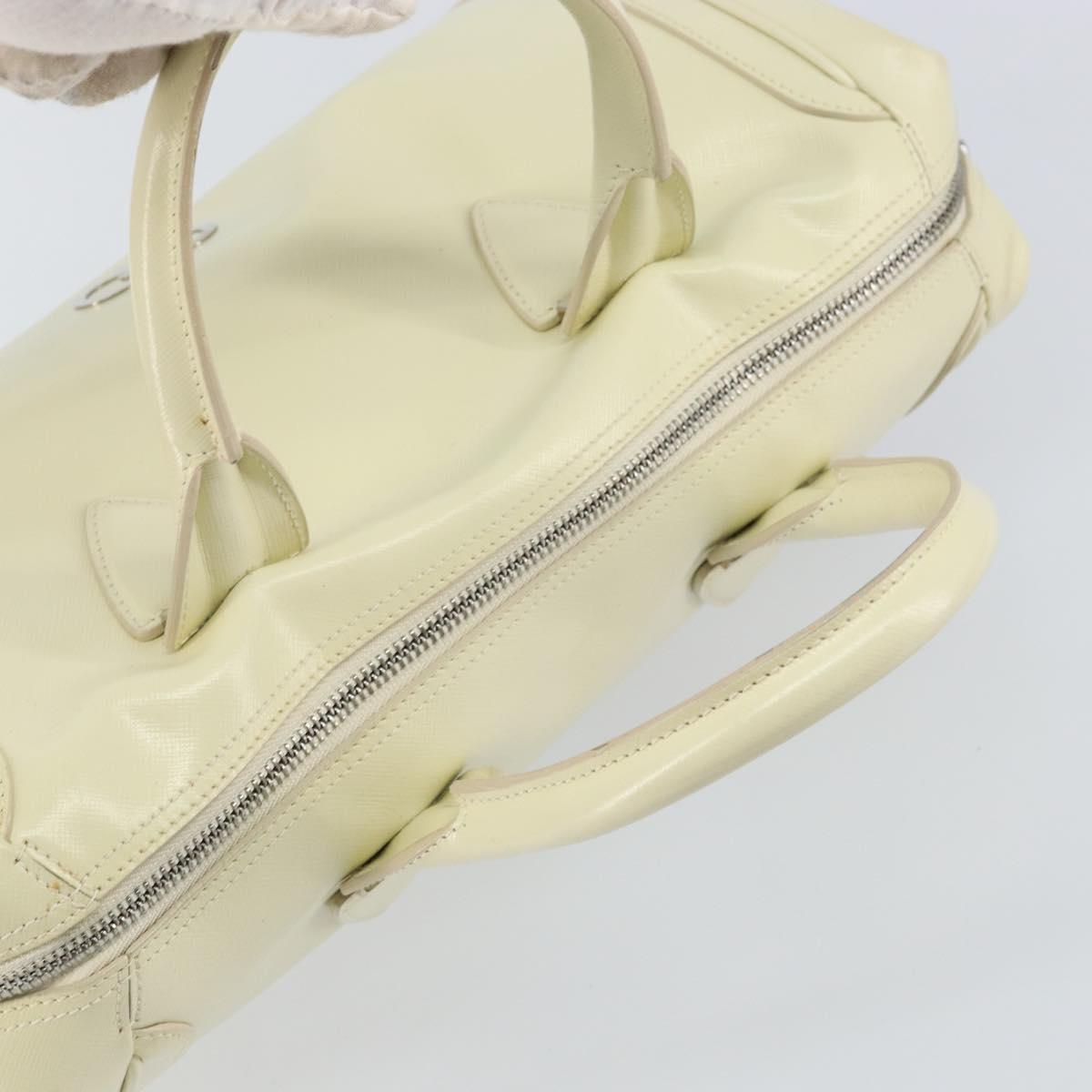Salvatore Ferragamo Gancini Hand Bag Leather White Silver Auth 143127