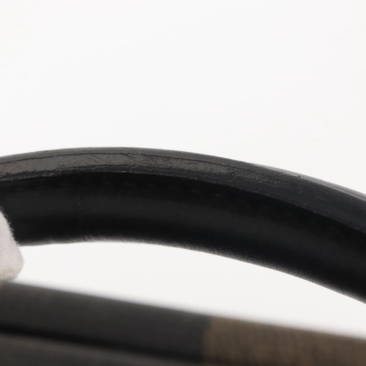 FENDI Attache Case Pecan Canvas Black Brown Auth 143134