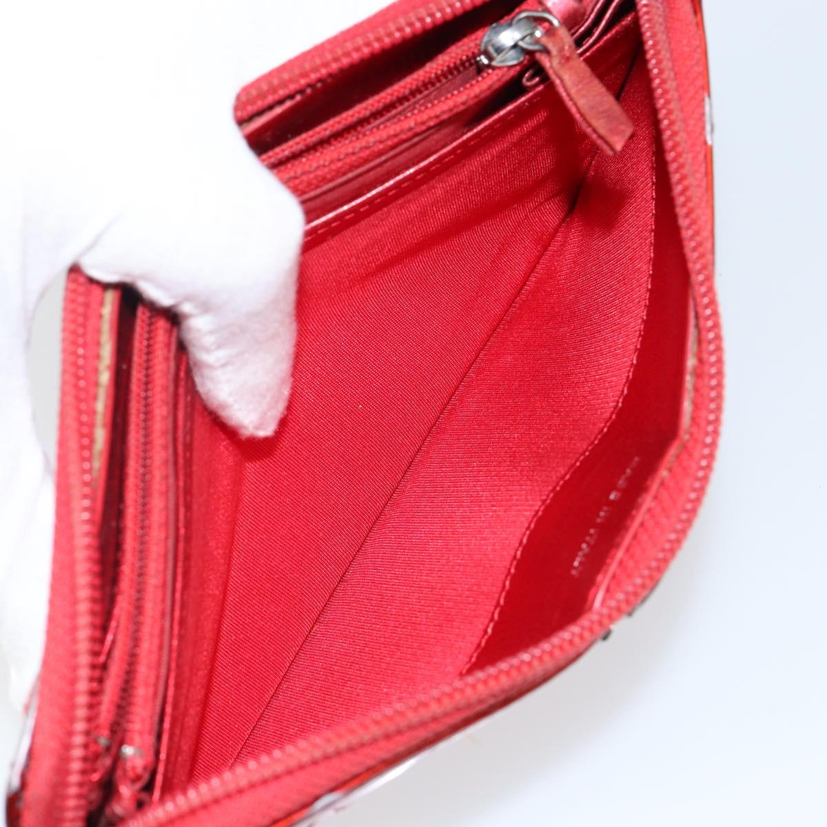 CHANEL Boy Chanel Long Wallet Patent leather Red Silver CC Auth 143150