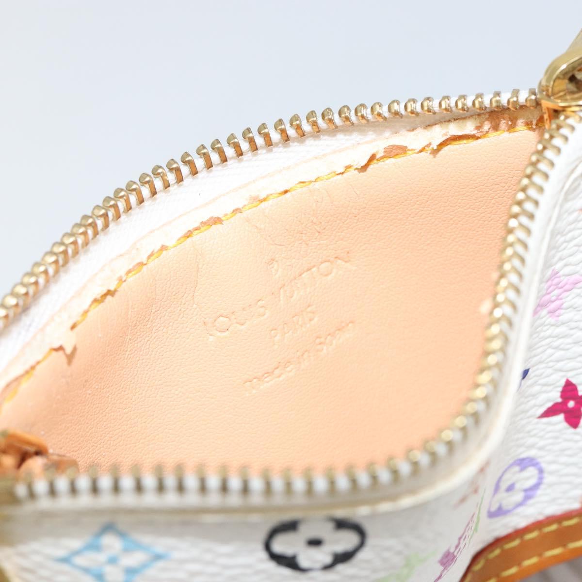 LOUIS VUITTON Multicolor Pochette Cles Coin Purse White M92655 LV Auth 143155
