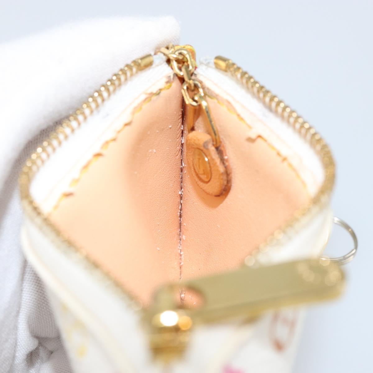 LOUIS VUITTON Multicolor Pochette Cles Coin Purse White M92655 LV Auth 143155