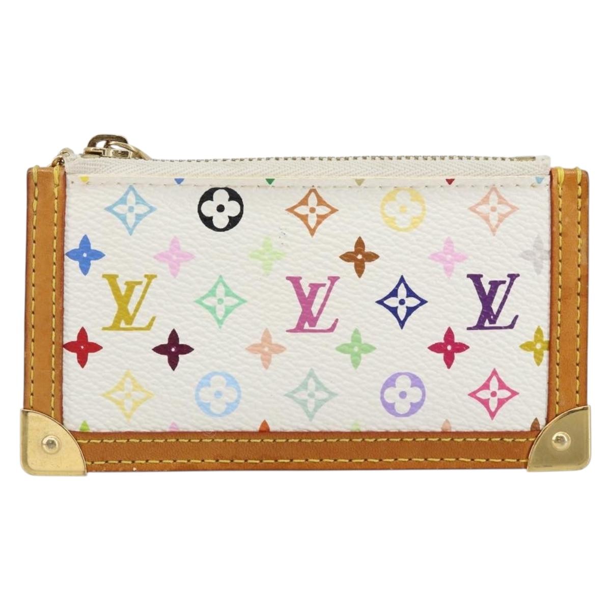 LOUIS VUITTON Multicolor Pochette Cles Coin Purse White M92655 LV Auth 143155
