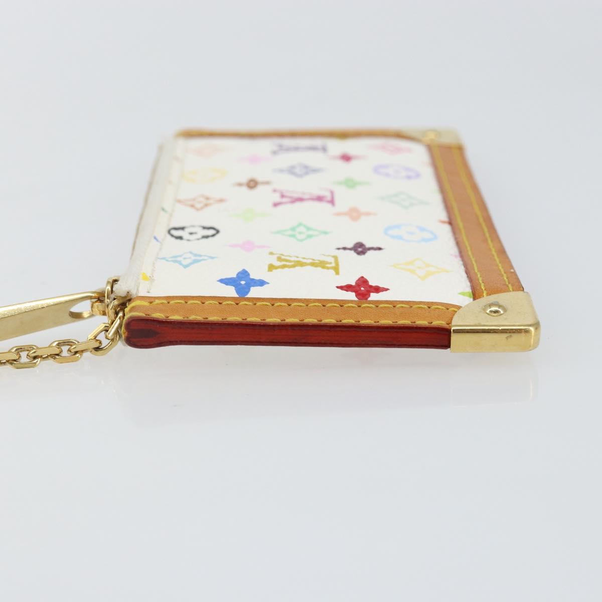 LOUIS VUITTON Multicolor Pochette Cles Coin Purse White M92655 LV Auth 143155
