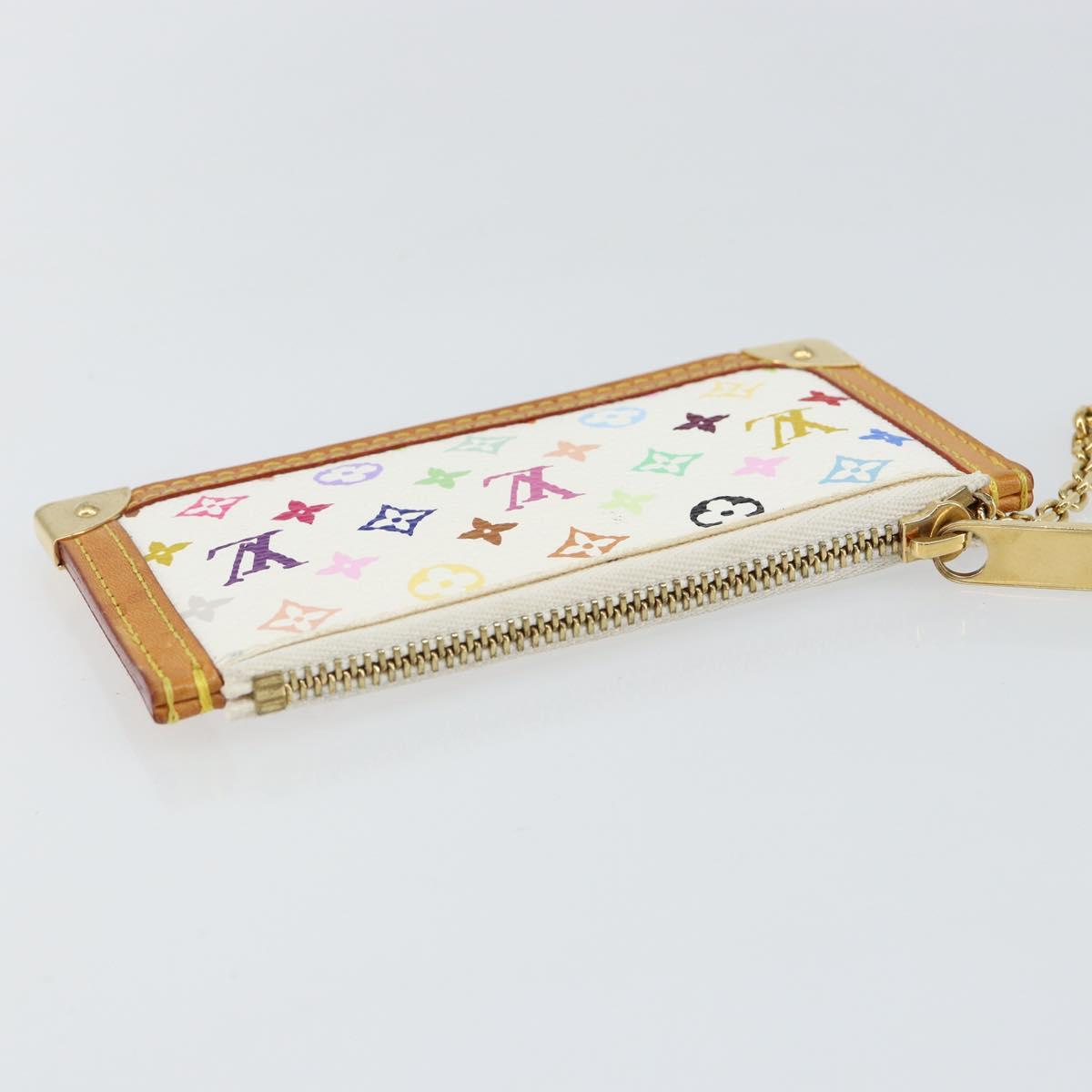 LOUIS VUITTON Multicolor Pochette Cles Coin Purse White M92655 LV Auth 143155