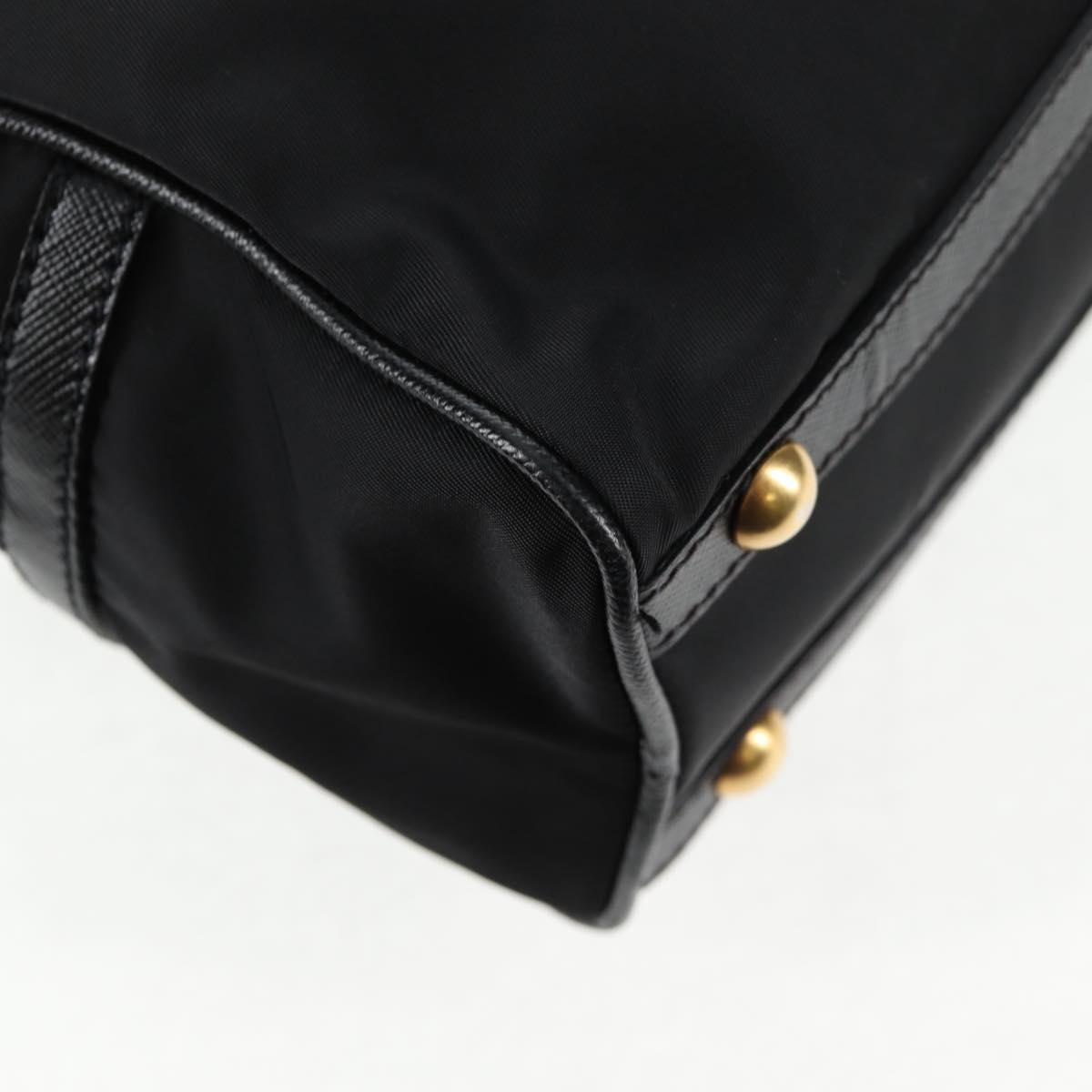 PRADA Hand Bag Nylon 2way Black Gold Auth 143157V