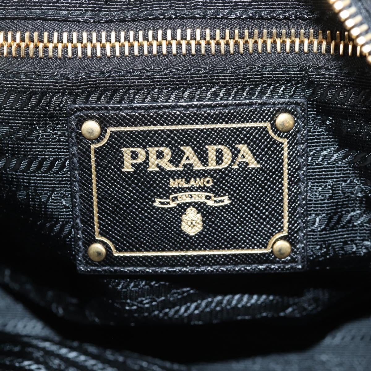 PRADA Hand Bag Nylon 2way Black Gold Auth 143157V