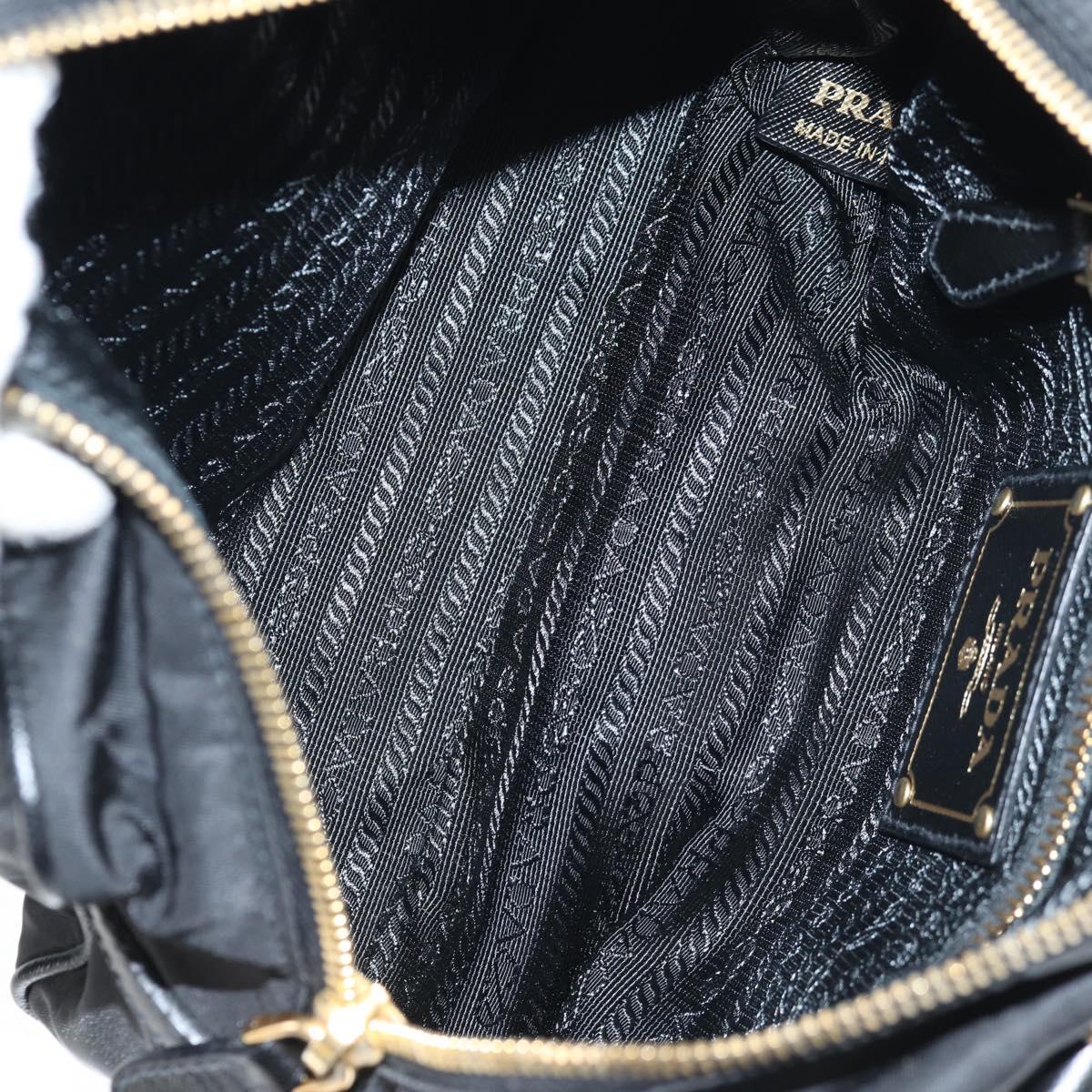 PRADA Hand Bag Nylon 2way Black Gold Auth 143157V