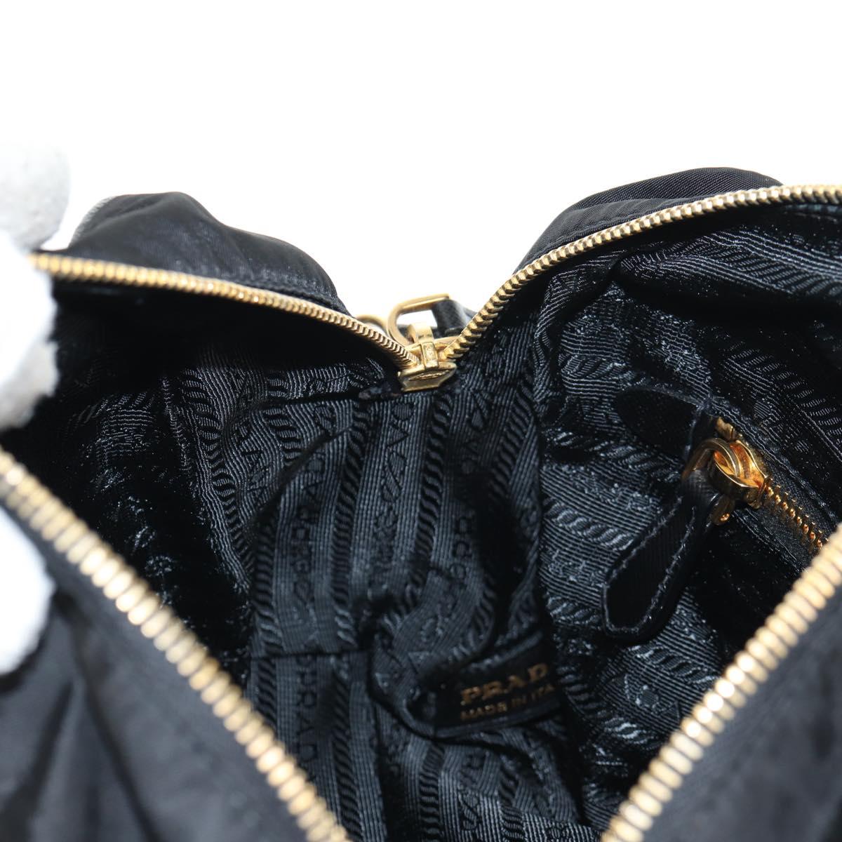 PRADA Hand Bag Nylon 2way Black Gold Auth 143157V