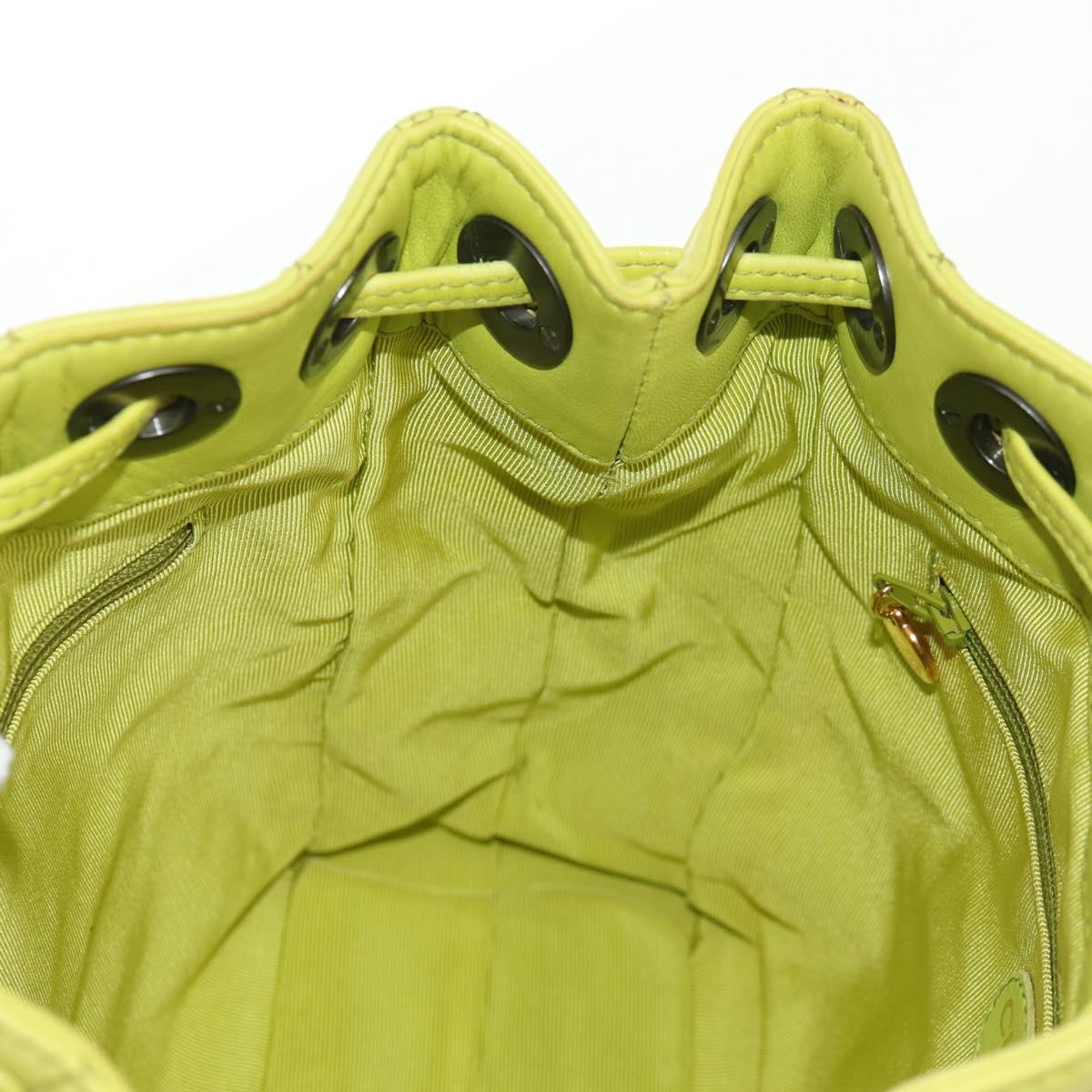 CHANEL Matelasse Hand Bag Lamb Skin Yellow CC Auth 143163V