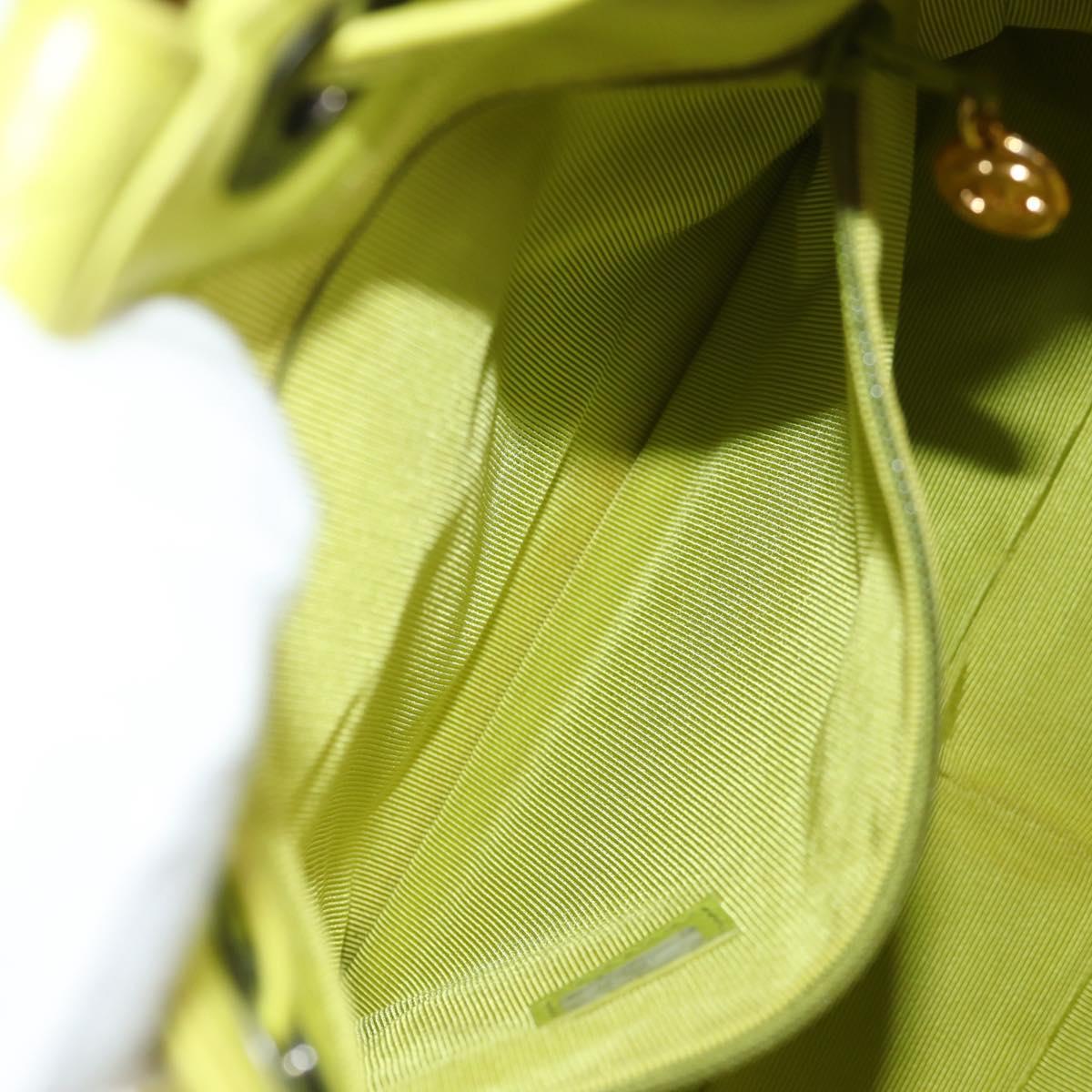 CHANEL Matelasse Hand Bag Lamb Skin Yellow CC Auth 143163V