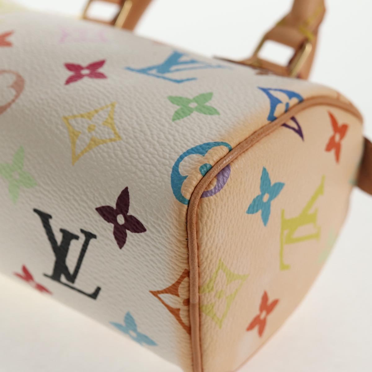 LOUIS VUITTON Monogram Multicolor Mini Speedy Hand Bag White M92645 Auth 143167V
