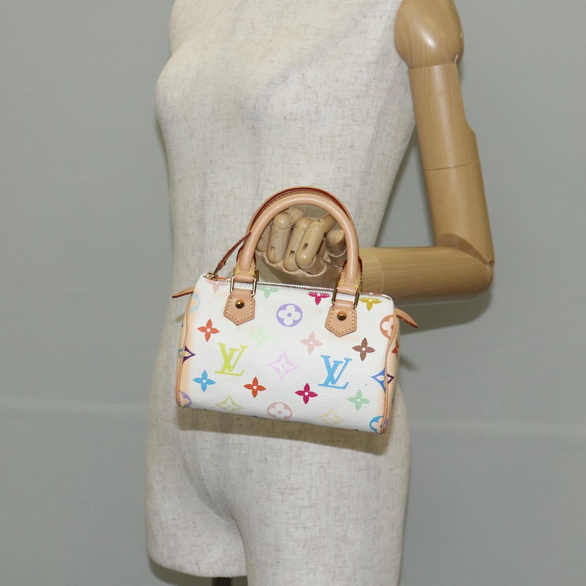 LOUIS VUITTON Monogram Multicolor Mini Speedy Hand Bag White M92645 Auth 143167A