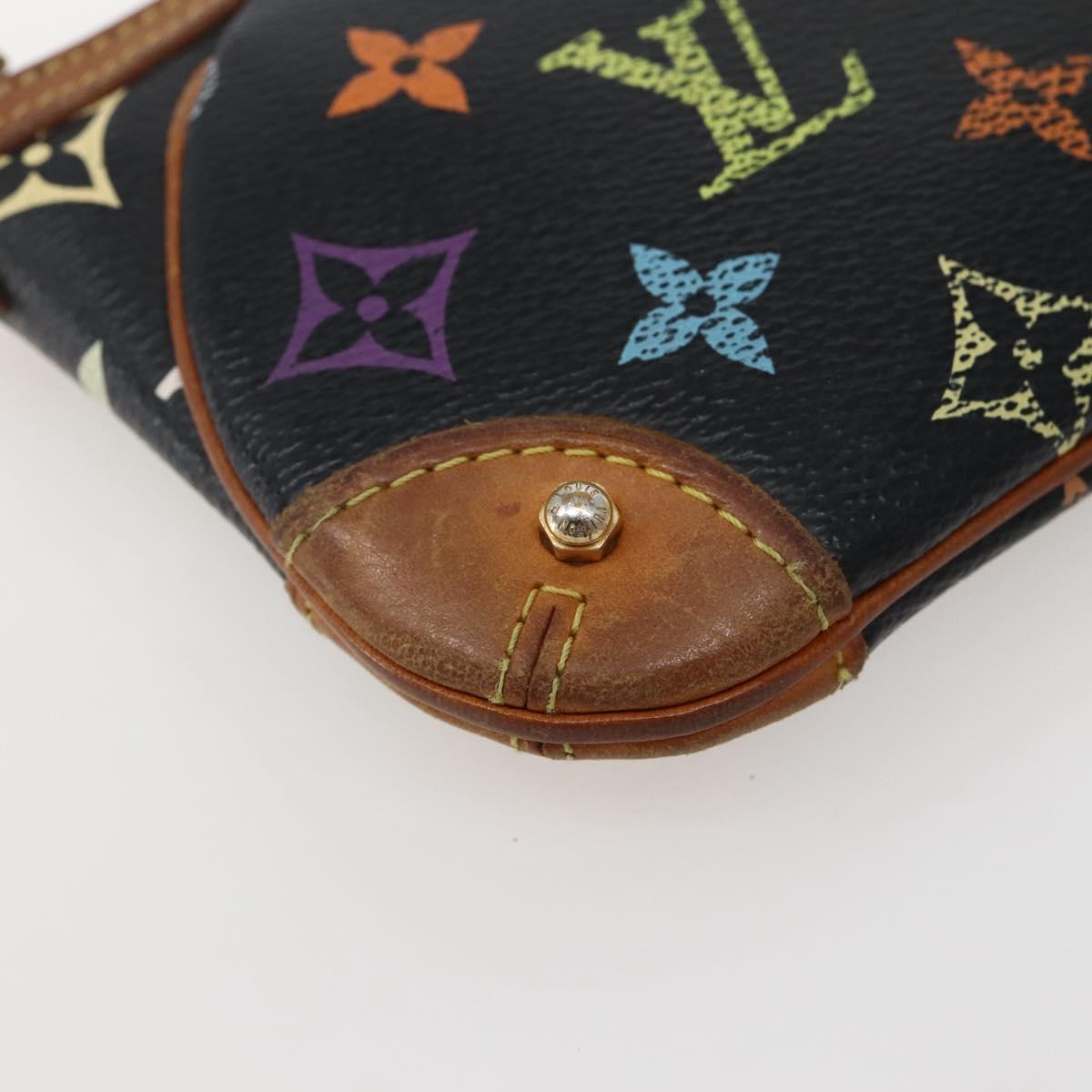 LOUIS VUITTON Multicolor Pochette Mila MM Pouch Black M60097 LV Auth 143169