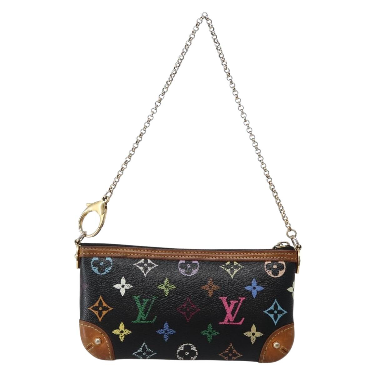 LOUIS VUITTON Multicolor Pochette Mila MM Pouch Black M60097 LV Auth 143169