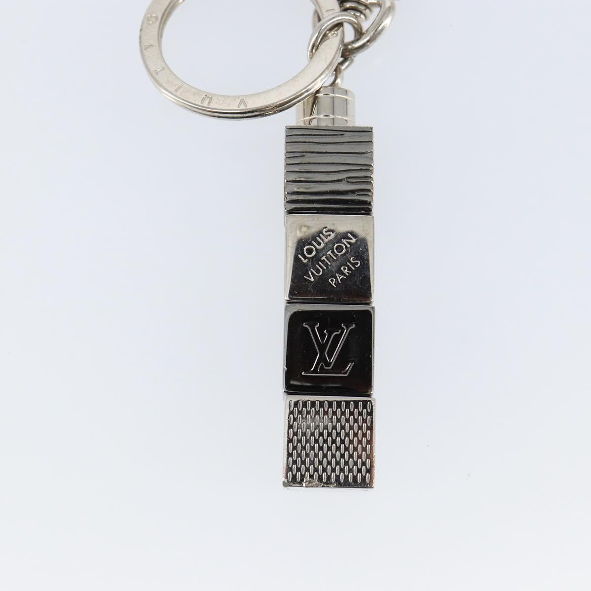 LOUIS VUITTON Porte Cles Cube Charm metal Silver M67142 LV Auth 143174V