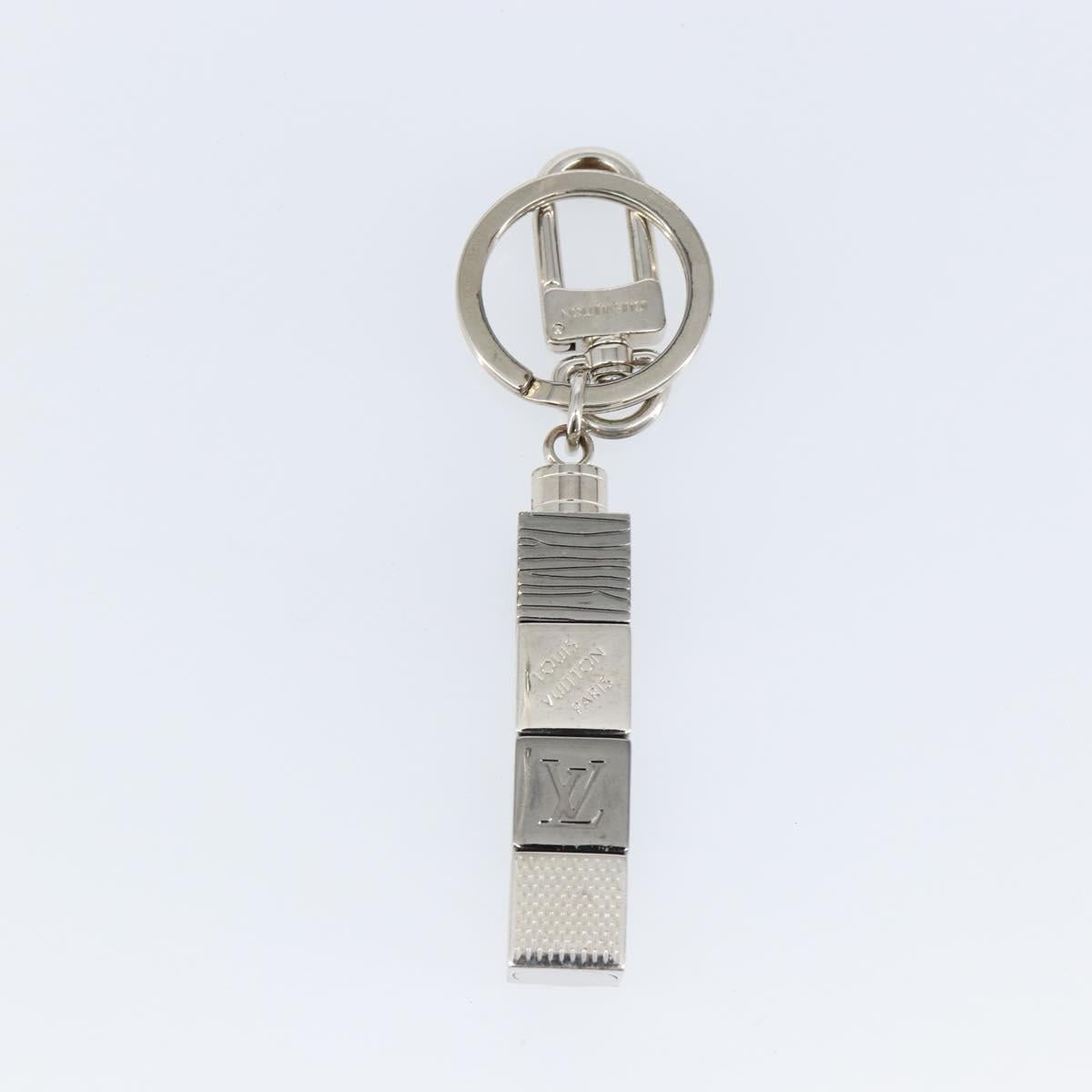 LOUIS VUITTON Porte Cles Cube Charm metal Silver M67142 LV Auth 143174V
