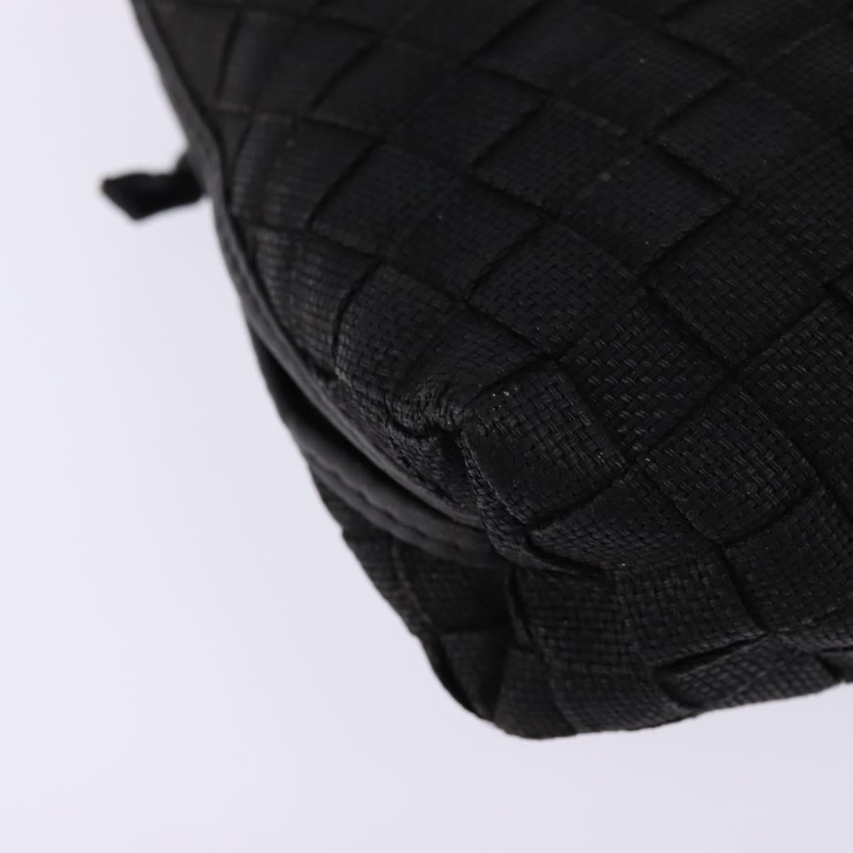 BOTTEGA VENETA INTRECCIATO Shoulder Bag Leather Black Gold Auth 143195