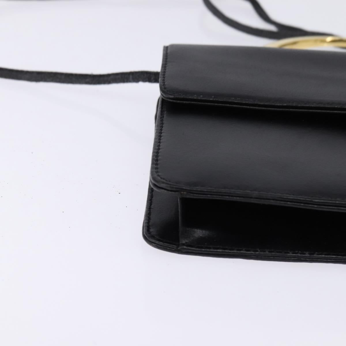 GIVENCHY Hand Bag Leather 2way Black Gold Auth 143196