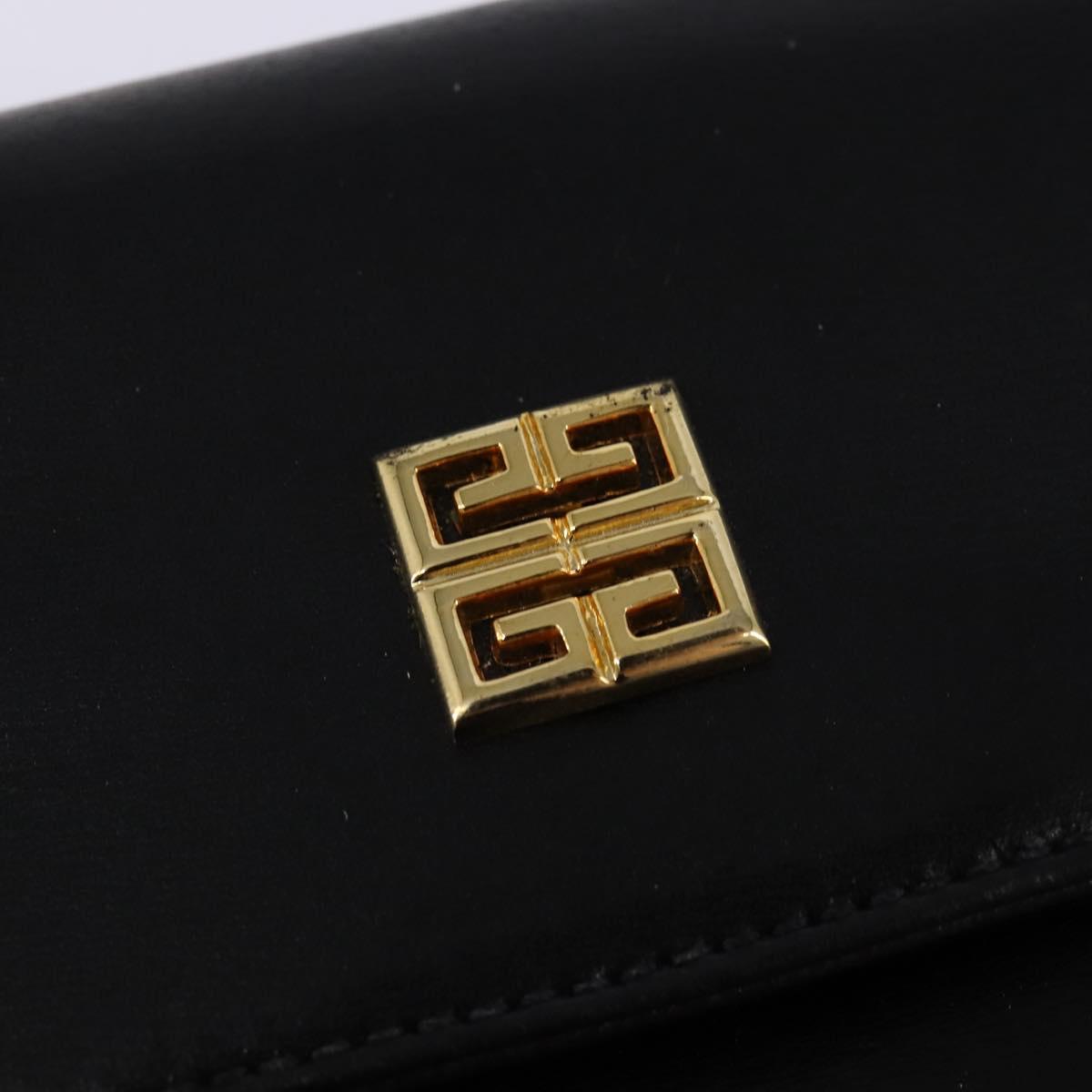 GIVENCHY Hand Bag Leather 2way Black Gold Auth 143196