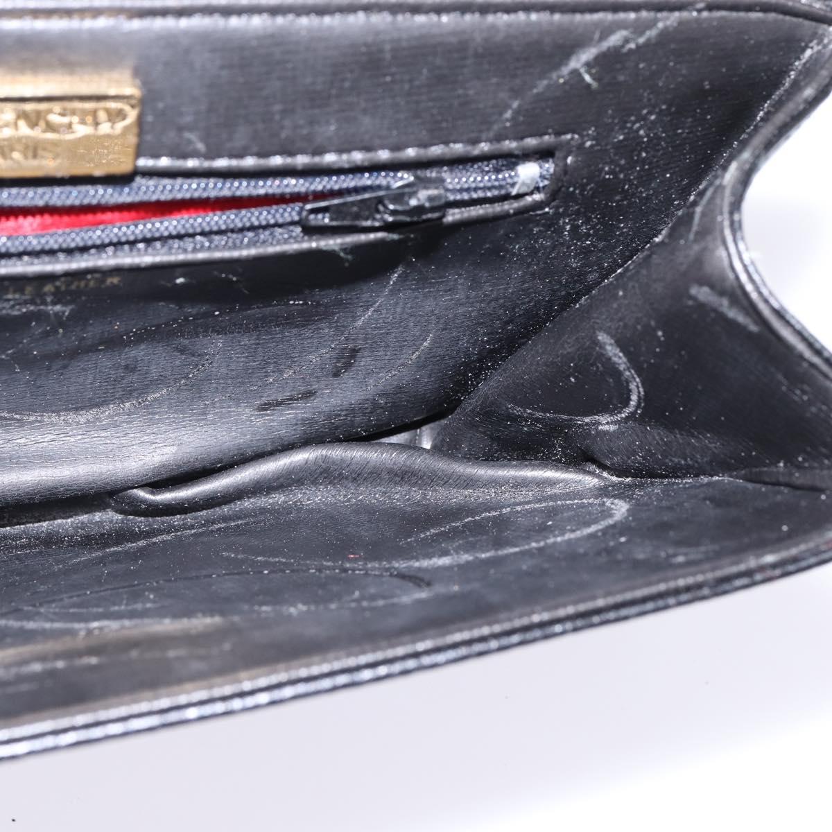 GIVENCHY Hand Bag Leather 2way Black Gold Auth 143196