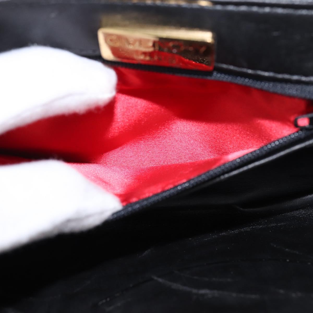 GIVENCHY Hand Bag Leather 2way Black Gold Auth 143196