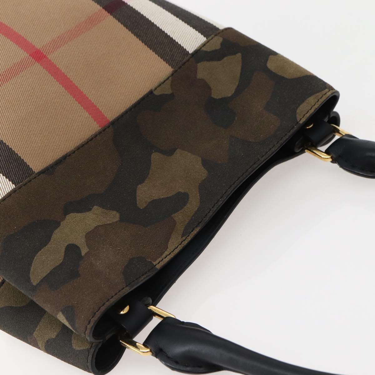 BURBERRY Nova Check Tote Bag Canvas Beige Gold Auth 143198