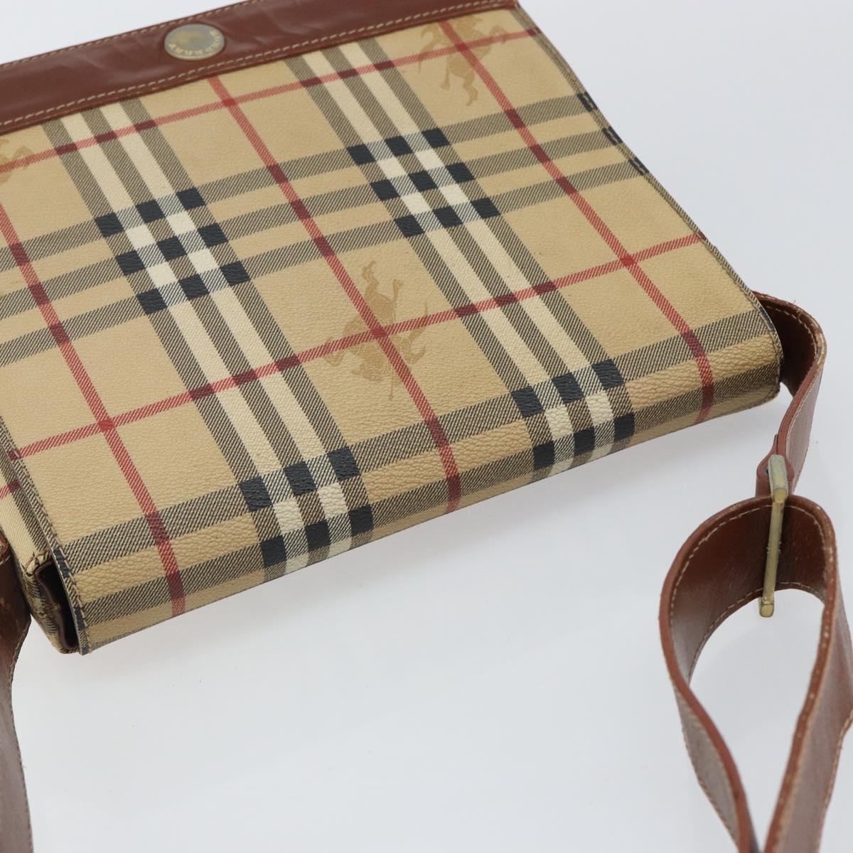 BURBERRY Nova Check Shoulder Bag PVC Beige Auth 143199