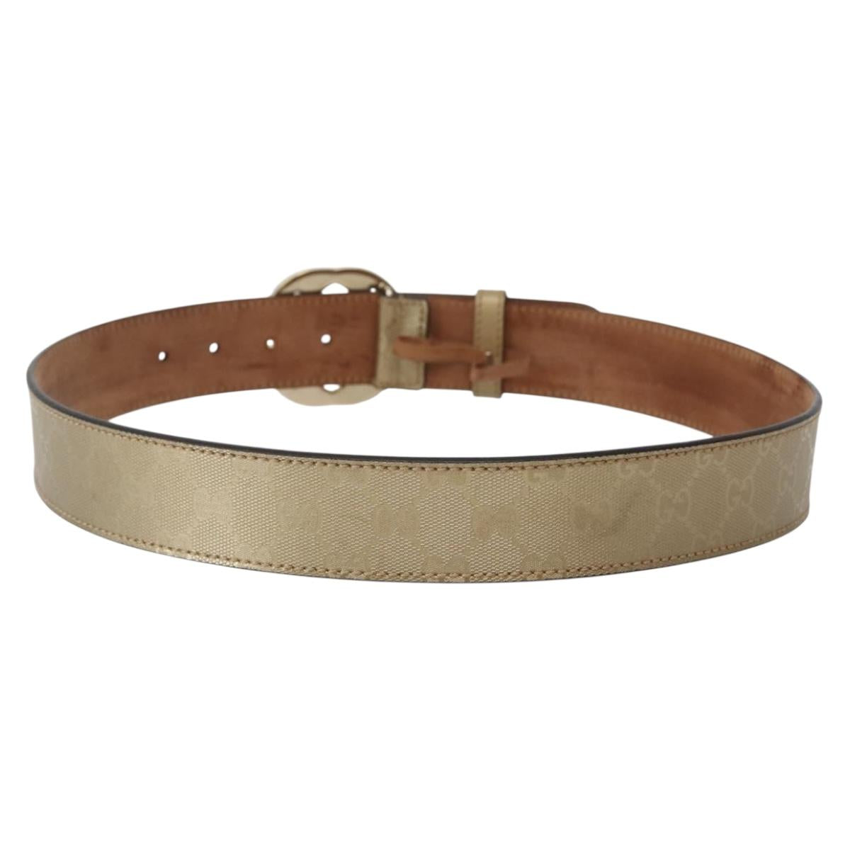 GUCCI GG Implementation Interlocking Belt 37"" Gold 114876 Auth 143201