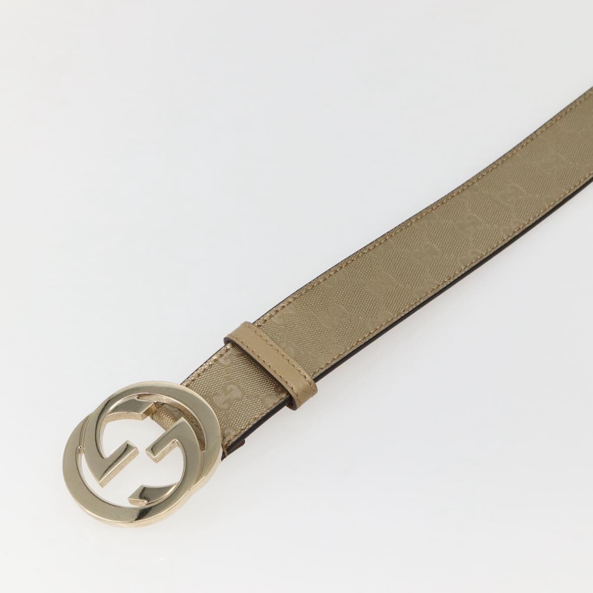 GUCCI GG Implementation Interlocking Belt 37"" Gold 114876 Auth 143201