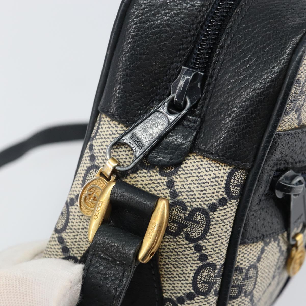 GUCCI GG Supreme Sherry Line Shoulder Bag PVC Navy Gold 68 02 004 Auth 143204