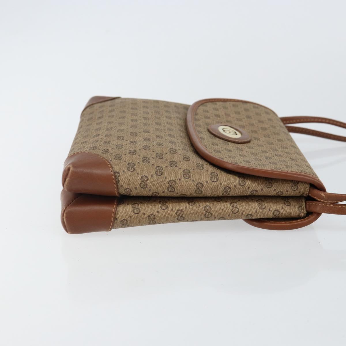 GUCCI Micro GG Supreme Shoulder Bag PVC Beige Gold Auth 143206