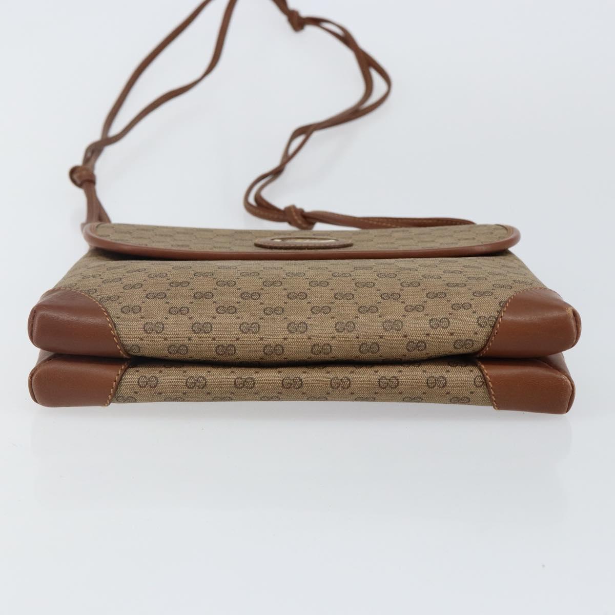 GUCCI Micro GG Supreme Shoulder Bag PVC Beige Gold Auth 143206
