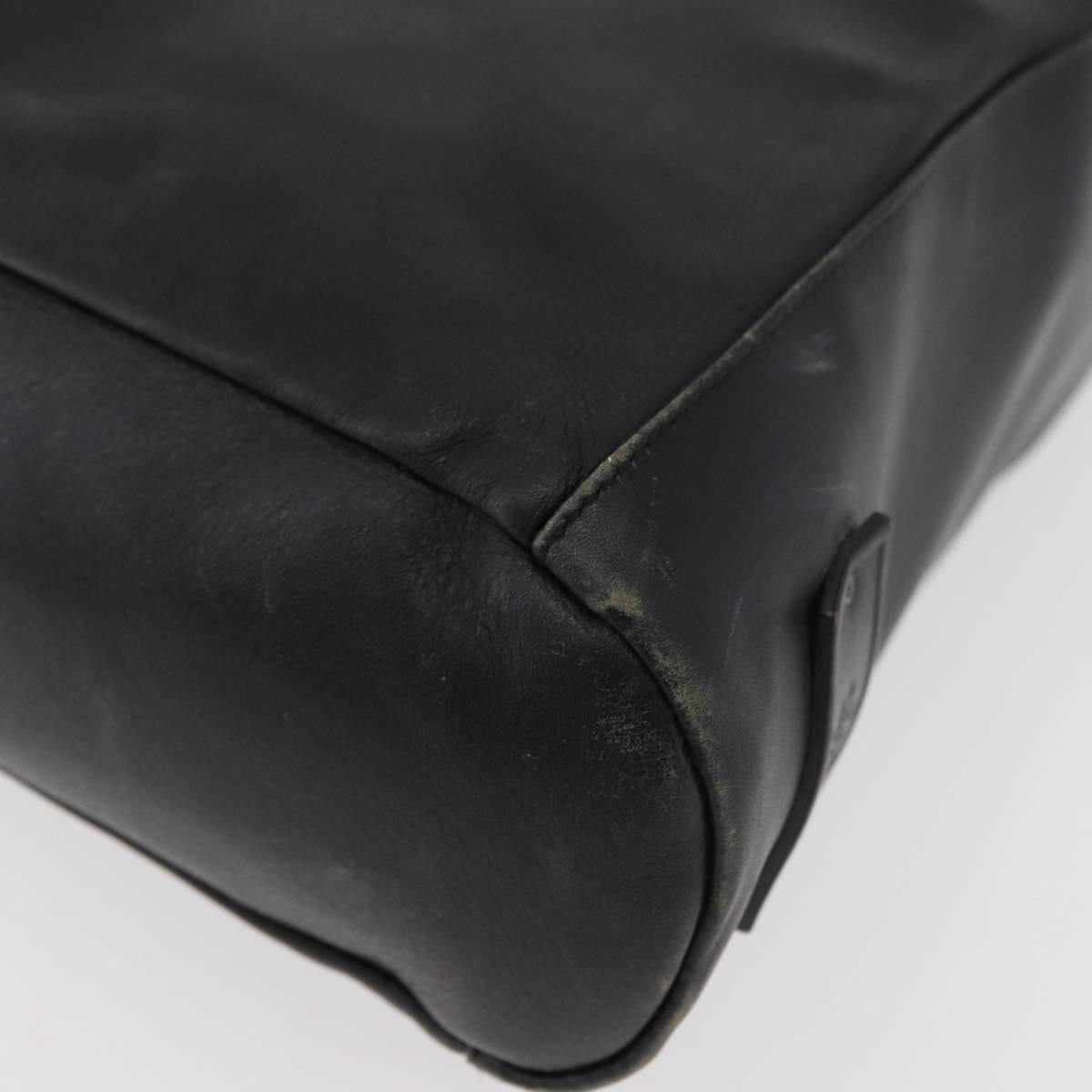 GUCCI Shoulder Bag Leather Black Silver Auth 143208