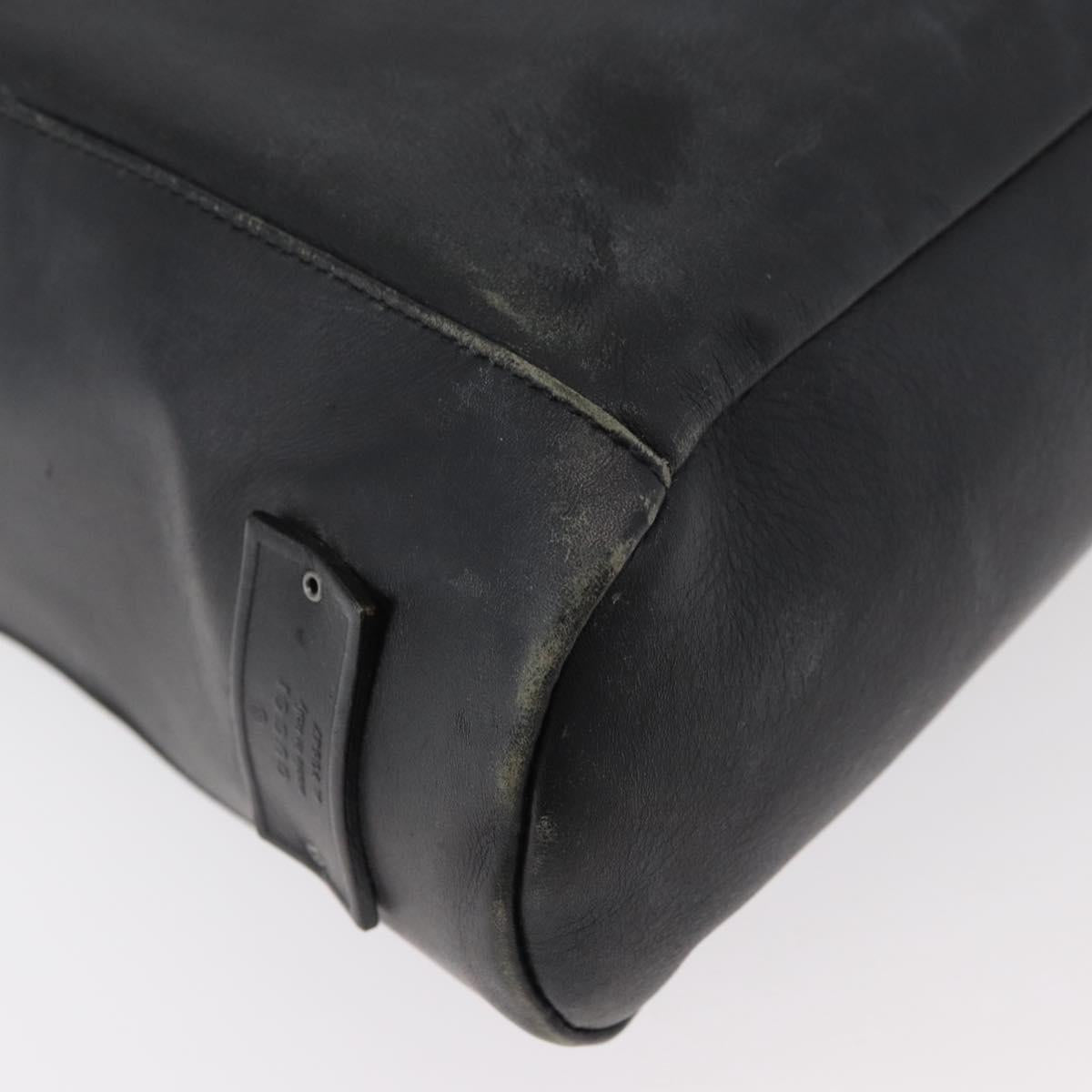 GUCCI Shoulder Bag Leather Black Silver Auth 143208