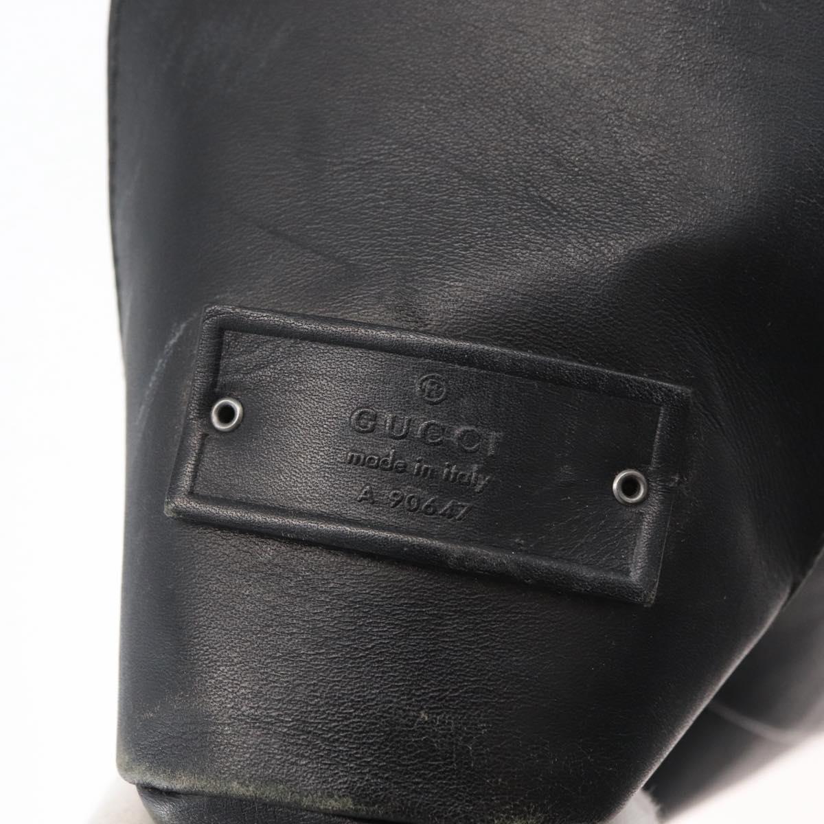 GUCCI Shoulder Bag Leather Black Silver Auth 143208