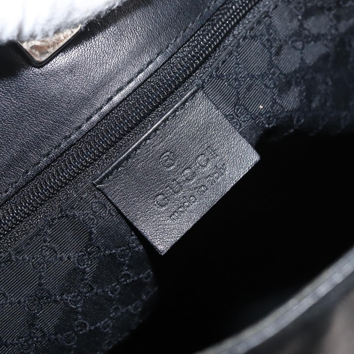 GUCCI Shoulder Bag Leather Black Silver Auth 143208